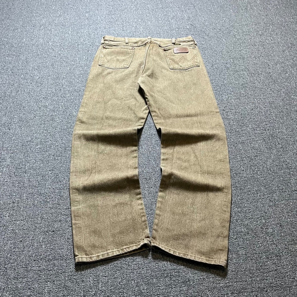 Vintage Wrangler 13MWZKY Jeans 35x32 Tan Cowboy Cut Denim Made in USA 90s